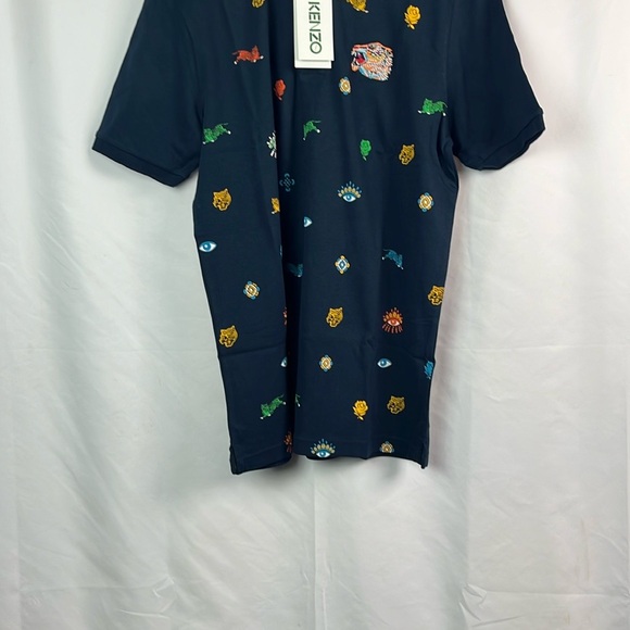 Kenzo men’s Navy Graphic Polo Shirt embroidered Tiger XXL